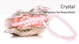  Presentation with pink pearls - PPT theme with shell with pearls isolated background and a white colored foreground