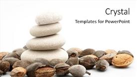  Presentation with chakra stones - Cool new PPT theme with shelled almonds on grey background backdrop and a white colored foreground