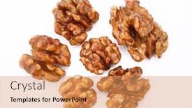  Presentation with walnut - PPT theme enhanced with shelled-walnut-close-up-isolated background and a coral colored foreground