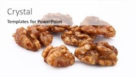  Presentation with walnut - Slide set having shelled-walnut-close-up-isolated background and a white colored foreground