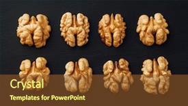  Presentation with walnut - Audience pleasing presentation design consisting of shelled walnuts in a row backdrop and a tawny brown colored foreground