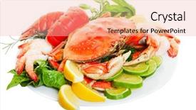  Presentation with shellfish - Slides featuring shellfish - platter of crab and lobster background and a lemonade colored foreground