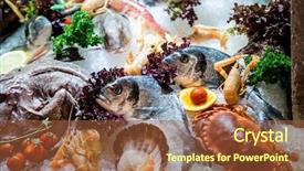 Presentation with crab - Amazing theme having shellfish - raw fish crab and other backdrop and a tawny brown colored foreground