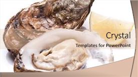  Presentation with shellfish - Beautiful PPT theme featuring shellfish - raw oyster and lemon isolated backdrop and a lemonade colored foreground