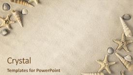  Presentation with beach frame - Slide set enhanced with shellfish frame on sandy beach background and a  colored foreground