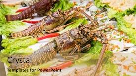  Presentation with crustacean - Cool new PPT layouts with shellfish plate of crustacean seafood backdrop and a yellow colored foreground