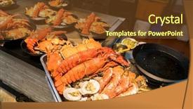  Presentation with crustacean - PPT layouts featuring shellfish plate of crustacean seafood background and a tawny brown colored foreground