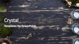  Presentation with desktop - Slide set consisting of shells feathers green moss candle background and a  colored foreground