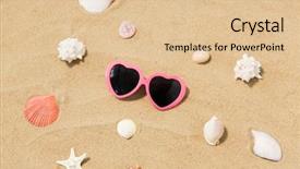  Presentation with sand heart - Presentation theme having heart-shaped sunglasses and shells background and a lemonade colored foreground