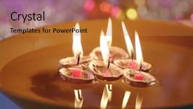  Presentation with lit candles - Audience pleasing theme consisting of shells with lit up candles backdrop and a gold colored foreground