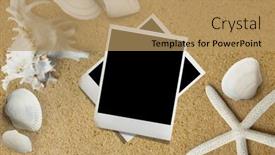  Presentation with shells - Colorful slides enhanced with shells-with-sand backdrop and a coral colored foreground