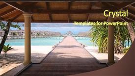  Presentation with winding bridge - Amazing slide deck having powtoon - shelter shed and pontoon bridge backdrop and a  colored foreground