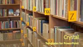  Presentation with bookshop - Presentation with bookshop - shelves of books in library background and a coral colored foreground