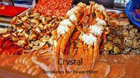  Presentation with seafood - Theme with shelves of the fish background and a red colored foreground