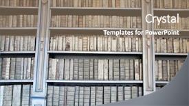  Presentation with medical library - Amazing slides having shelves with ancient medieval medical backdrop and a coral colored foreground