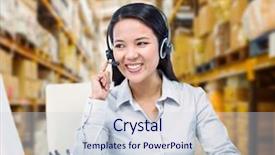  Presentation with brain waves mobile 2 headset - Beautiful PPT theme featuring shelves with boxes in warehouse backdrop and a lemonade colored foreground