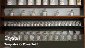  Presentation with medicines - PPT layouts enhanced with shelves with medicines in retro pharmacy background and a dark gray colored foreground