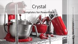  Presentation with kitchen utensils - Presentation theme enhanced with shelving with kitchen utensils background and a white colored foreground