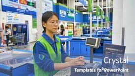  Presentation with club store - Presentation design enhanced with shenzhen-china-april-22-2019 background and a ocean colored foreground