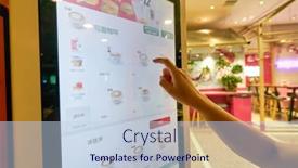  Presentation with kiosk - Colorful presentation theme enhanced with shenzhen-china-circa-april-2019 backdrop and a sky blue colored foreground