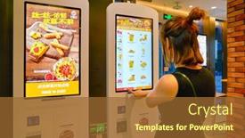  Presentation with kiosk - Presentation theme consisting of shenzhen-china-circa-april-2019 background and a tawny brown colored foreground