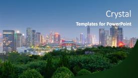  Presentation with china - Beautiful presentation design featuring shenzhen-china-city-skyline backdrop and a teal colored foreground