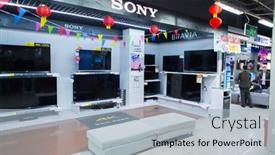  Presentation with china economic - Slide deck featuring shenzhen-china-jan-19-shopping background and a light blue colored foreground