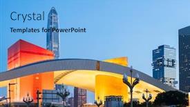  Presentation with china - PPT theme having shenzhen-china-night-cityscape background and a light blue colored foreground