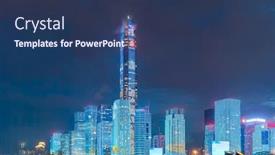  Presentation with china - Presentation design with shenzhen-china-night-cityscape background and a ocean colored foreground