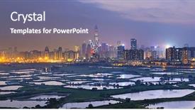  Presentation with night - Cool new PPT theme with shenzhen citscape at night view backdrop and a  colored foreground