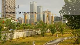  Presentation with china economic - Presentation design featuring shenzhen-oct-20-shenzhen-downtown background and a mint green colored foreground