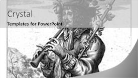  Presentation with flute - PPT theme having shepherd-coridon-plays-the-flute background and a light gray colored foreground