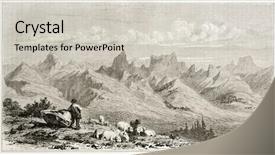  Presentation with shepherd sheep - Colorful PPT theme enhanced with shepherd sheep - devoluy range old view france backdrop and a soft green colored foreground