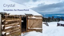  Presentation with house - Colorful presentation theme enhanced with shepherds-house-standing-high backdrop and a sky blue colored foreground