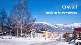  Presentation with siberia - Slide deck enhanced with sheregesh urban-type settlement background and a teal colored foreground