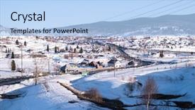  Presentation with siberia - Presentation theme featuring sheregesh urban-type settlement background and a light blue colored foreground