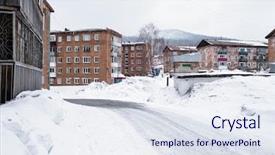  Presentation with urban buildings - Cool new PPT layouts with sheregesh urban-type settlement backdrop and a sky blue colored foreground