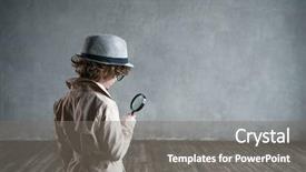  Presentation with sherlock - Colorful PPT theme enhanced with sherlock - little boy with a magnifying backdrop and a gray colored foreground