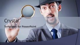  Presentation with detective magnifying glass - Slide set featuring sherlock holmes - detective and magnifying glass background and a  colored foreground