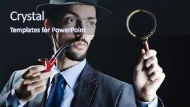  Presentation with detective magnifying glass - PPT theme with sherlock holmes - detective with magnifying glass background and a wine colored foreground