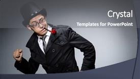  Presentation with detective - Slide set consisting of sherlock holmes - funny detective with pipe background and a gray colored foreground