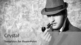  Presentation with sherlock holmes - Presentation design consisting of sherlock holmes - handsome young man wearing classic background and a light gray colored foreground