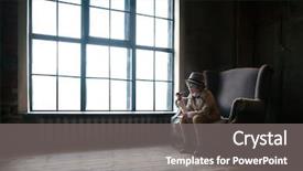  Presentation with sherlock holmes - Colorful PPT theme enhanced with sherlock holmes - little boy in studio backdrop and a gray colored foreground