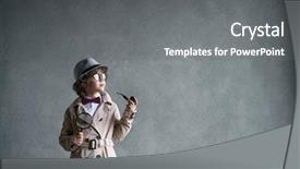  Presentation with sherlock - PPT theme enhanced with sherlock holmes - little boy with a smoking background and a gray colored foreground