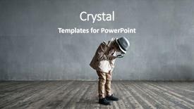  Presentation with detective magnifying glass - Presentation theme with sherlock holmes - little detective with a magnifying background and a gray colored foreground