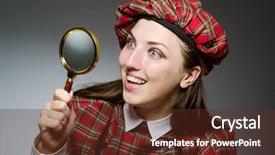  Presentation with clothing - Colorful presentation enhanced with sherlock holmes - woman wearing traditional scottish clothing backdrop and a tawny brown colored foreground
