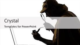  Presentation with sherlock holmes - Colorful presentation design enhanced with sherlock holmes laptop computer silhouette backdrop and a white colored foreground