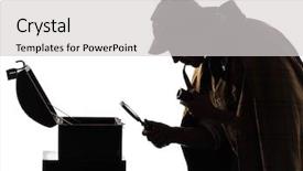  Presentation with sherlock - Presentation design consisting of sherlock holmes looking at open background and a light gray colored foreground