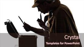  Presentation with sherlock - Colorful PPT theme enhanced with sherlock holmes looking at open backdrop and a wine colored foreground