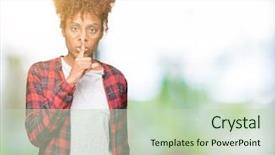  Presentation with secret - Presentation consisting of shhh - beautiful young african american woman background and a  colored foreground